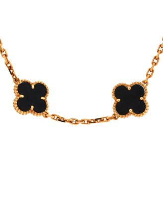 Pre-Owned Van Cleef & Arpels Vintage Alhambra 10 Motifs Necklace 18K Gold and Onyx