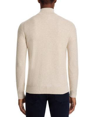 Cotton Tipped Textured Birdseye Half Zip Sweater - Exclusive