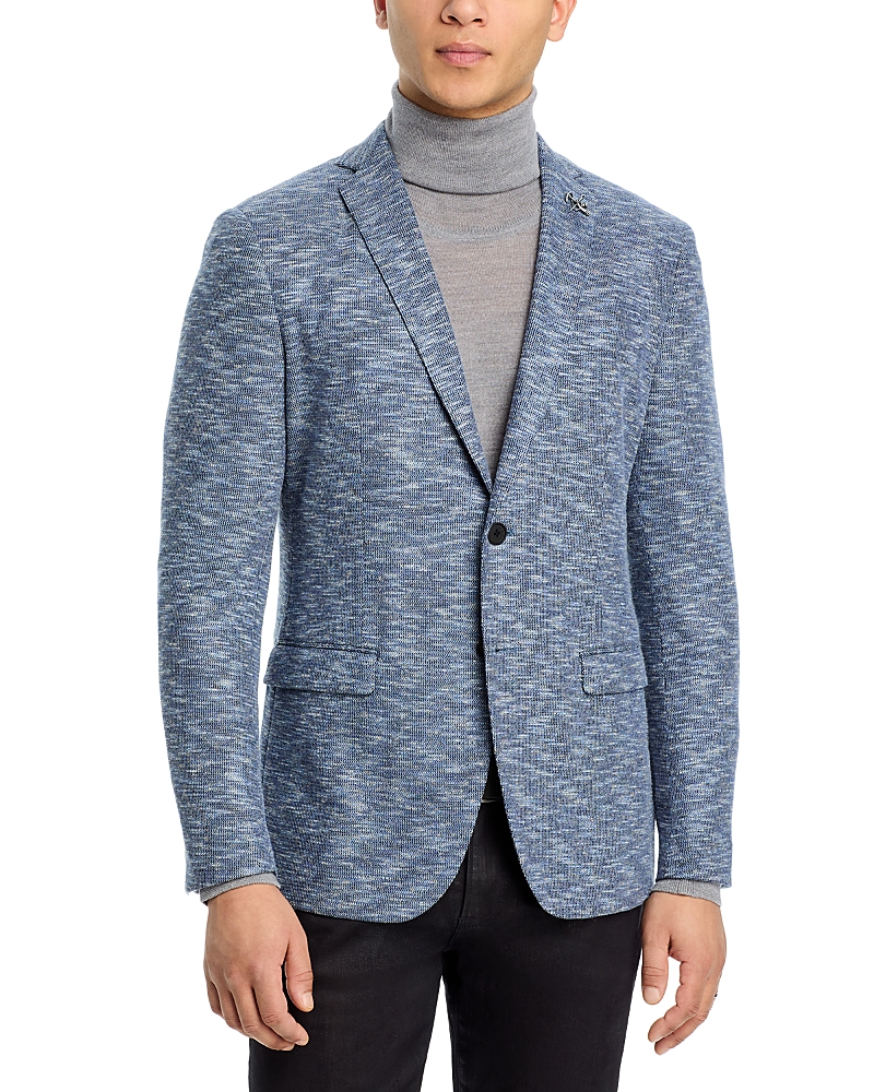 John Varvatos Varick Slim Fit Heathered Blue Knit Sport Coat In Navy/blue