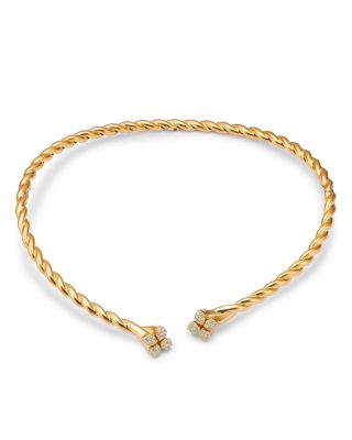 18K Yellow Gold Love in Verona Diamond Cluster Twist Collar Necklace, 14"