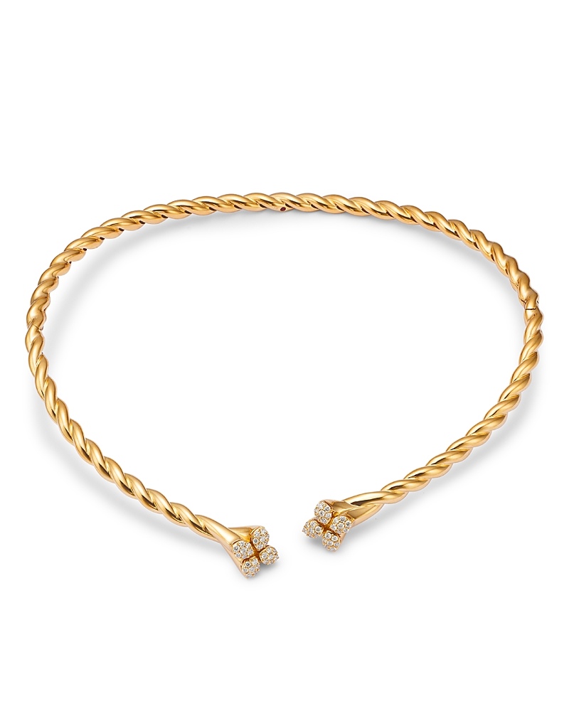 Roberto Coin 18K Yellow Gold Love in Verona Diamond Cluster Twist Collar Necklace, 14
