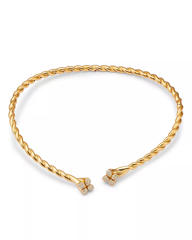 Roberto Coin 18K Yellow Gold Love in Verona Diamond Cluster Twist Collar Necklace, 14