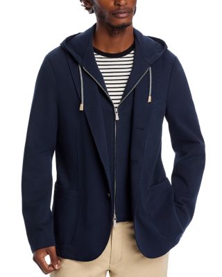 Eleventy - Cotton Pique Jersey Removable Hood Soft Jacket