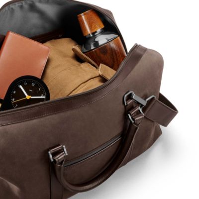 Compact Leather Weekender Bag