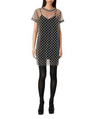 Embroidered Tulle Mini Dress