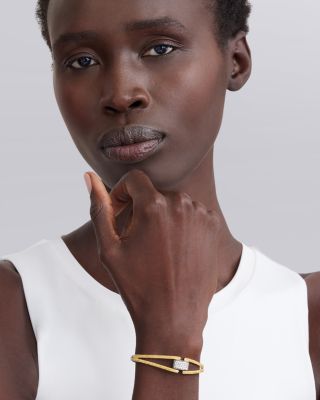 18K Yellow Gold & Sterling Silver Caviar Lux Clip Diamond Pav&eacute; Bangle Bracelet - Exclusive