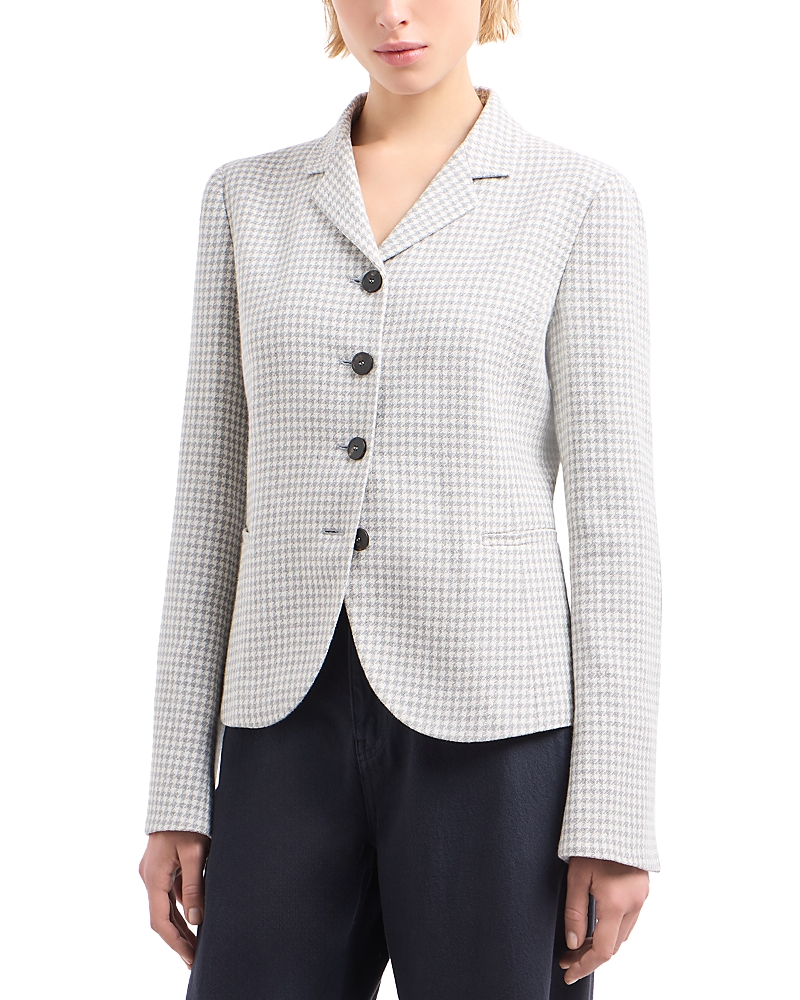 Emporio Armani Houndstooth Blazer In White/grey