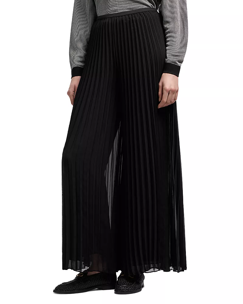 Emporio Armani Palazzo Plisse Techno Georgette Trousers