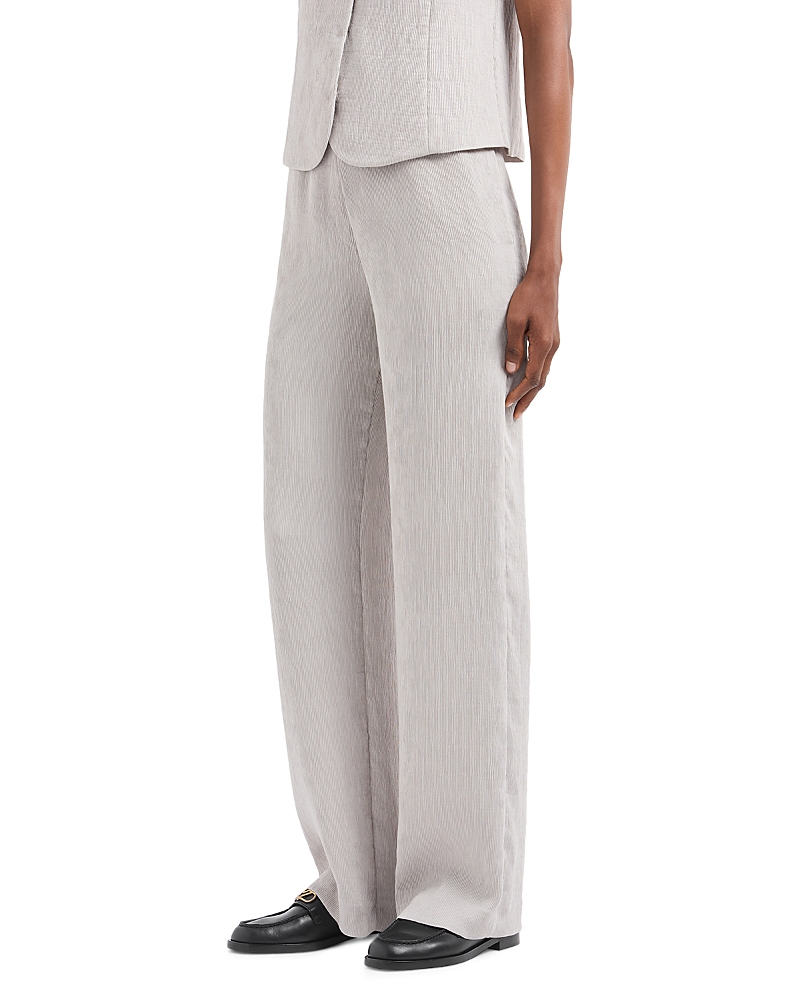 Shop Emporio Armani Fluid Cannette Ribbed Trousers In Flint Grey
