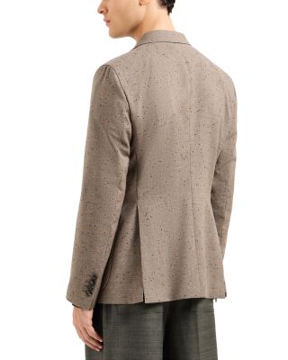 Regular Fit Double Breasted Jacquard Weave Wool Blazer
