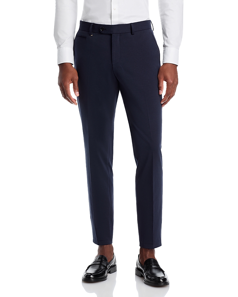 Hugo Boss Slim-fit Trousers In Stretch Cotton With Silk In Dark Blue