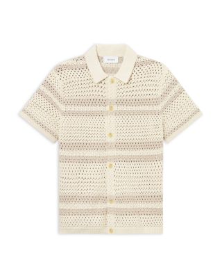 Les Deux - Gianni Short Sleeve Striped Open Knit Shirt
