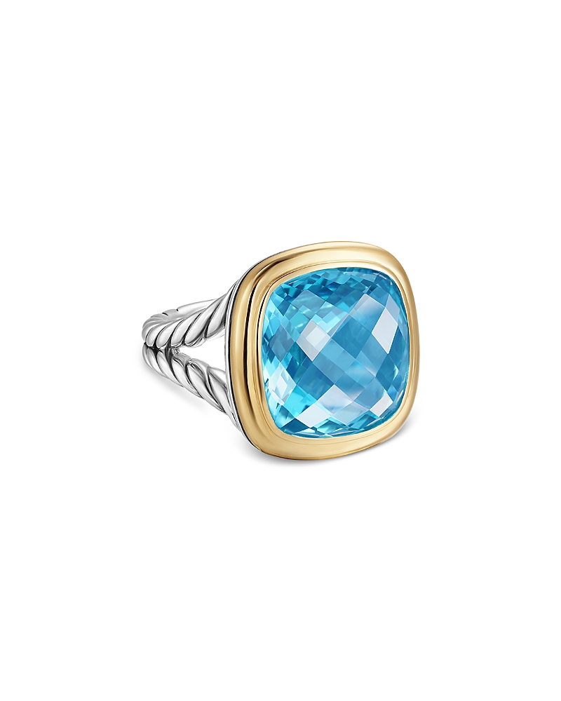 Albion Ring in Sterling Silver with 18K Yellow Gold and Blue Topaz, 15mm