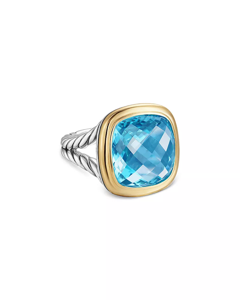 Albion Ring in Sterling Silver with 18K Yellow Gold and Blue Topaz, 15mm