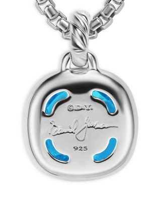 Pendant in Sterling Silver with Blue Topaz and Diamonds, 11mm