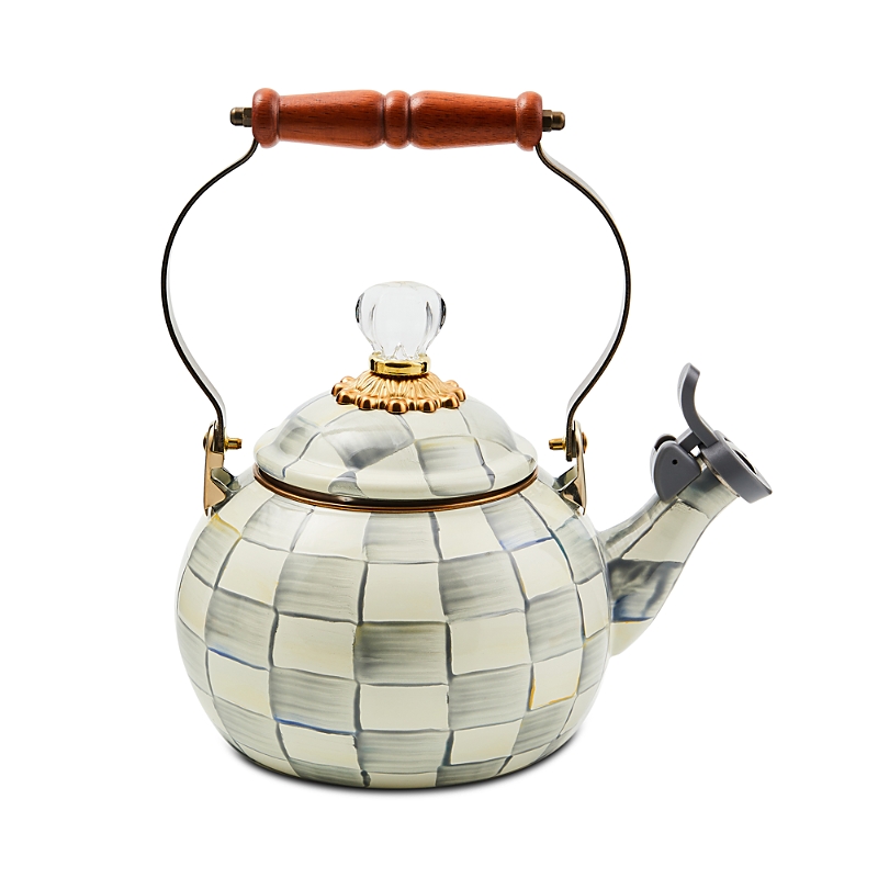 Mackenzie-childs Sterling Check 1-qt. Whistling Tea Kettle