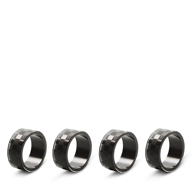 Mackenzie-childs Black Check Napkin Rings, Set Of 4