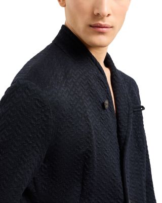 Regular Fit Chevron Jacquard Button Front Blazer