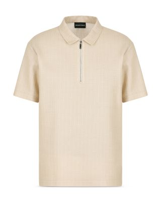 Partial Zip Woven Polo Shirt