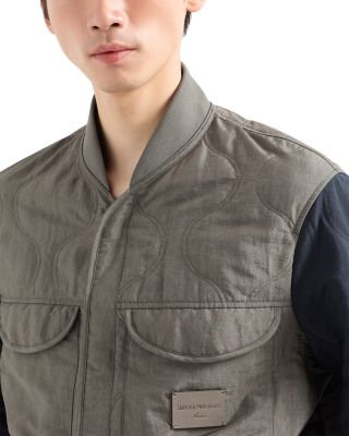 Regular Fit Color Block Quilted Bomber Jacket