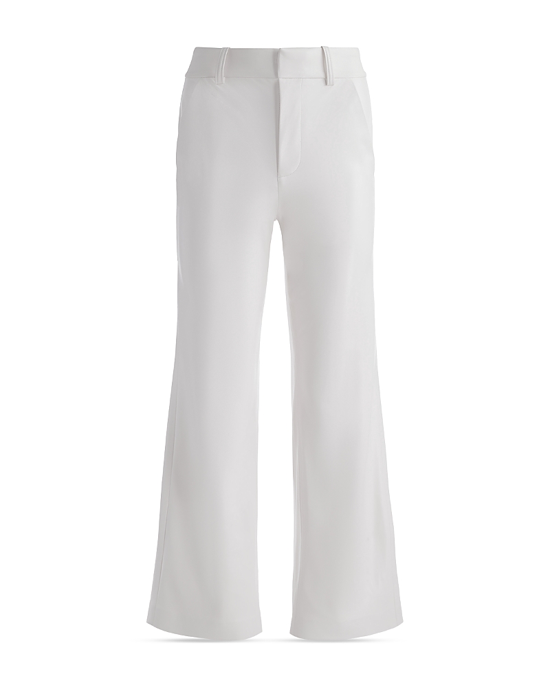 Shop Alice And Olivia Alexander Faux Leather High Rise Slim Straight Ankle Trousers In Off White