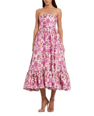 【MAC DUGGAL】ミディドレス ピンク Vネック 花柄 Aライン 長袖 14364370_fpx.tif?$filterlrg$&