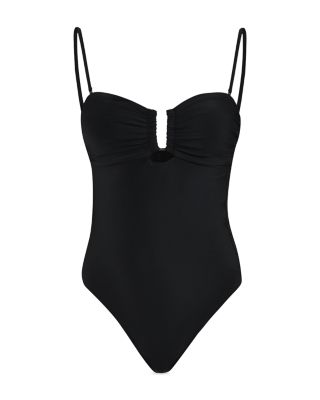 Emilia Solid Bandeau V Wire One Piece Swimsuit