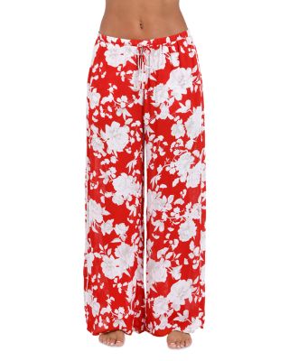 Geraldine Ikebana Floral Wide Leg Pants Swim Cover-Up