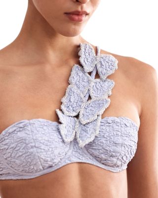 Papillon Jacquard One Shoulder Bikini Top & High Waist Bikini Bottom