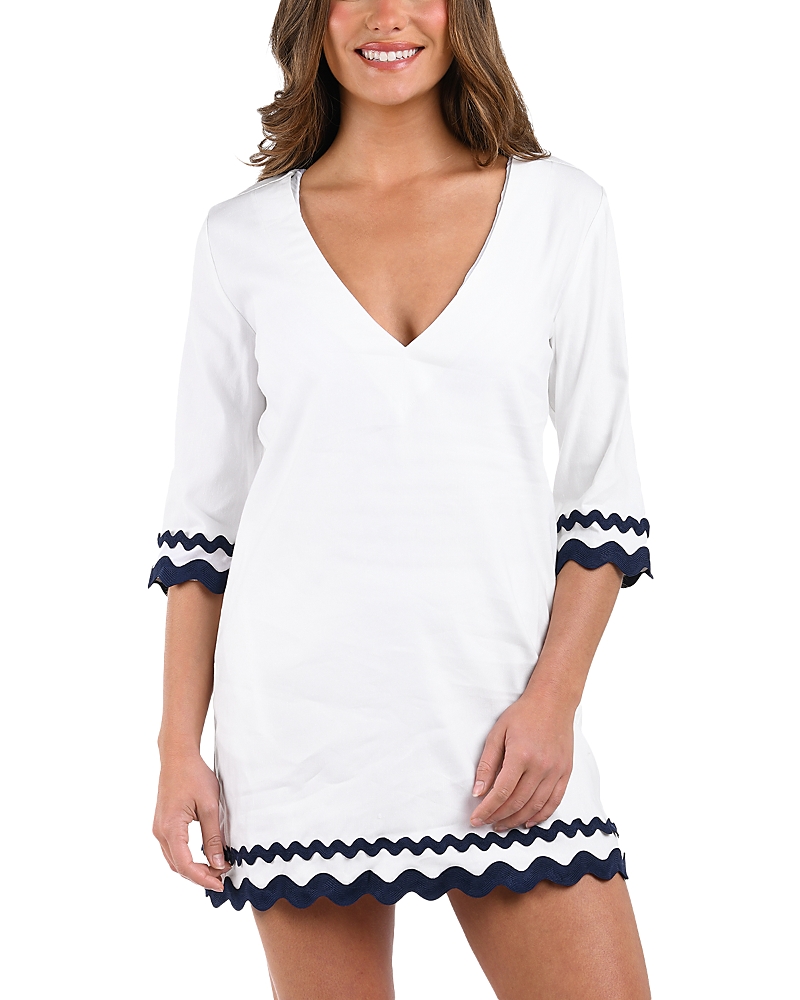 La Blanca Poolside V-neck Tunic Coverup In White