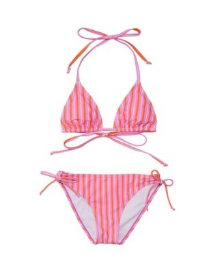 Snapper Rock - Stripy Sunset Sustainable Triangle Bikini - Big Kid