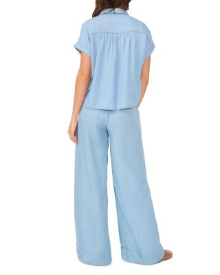 Short Sleeve Collared Chambray Shirt