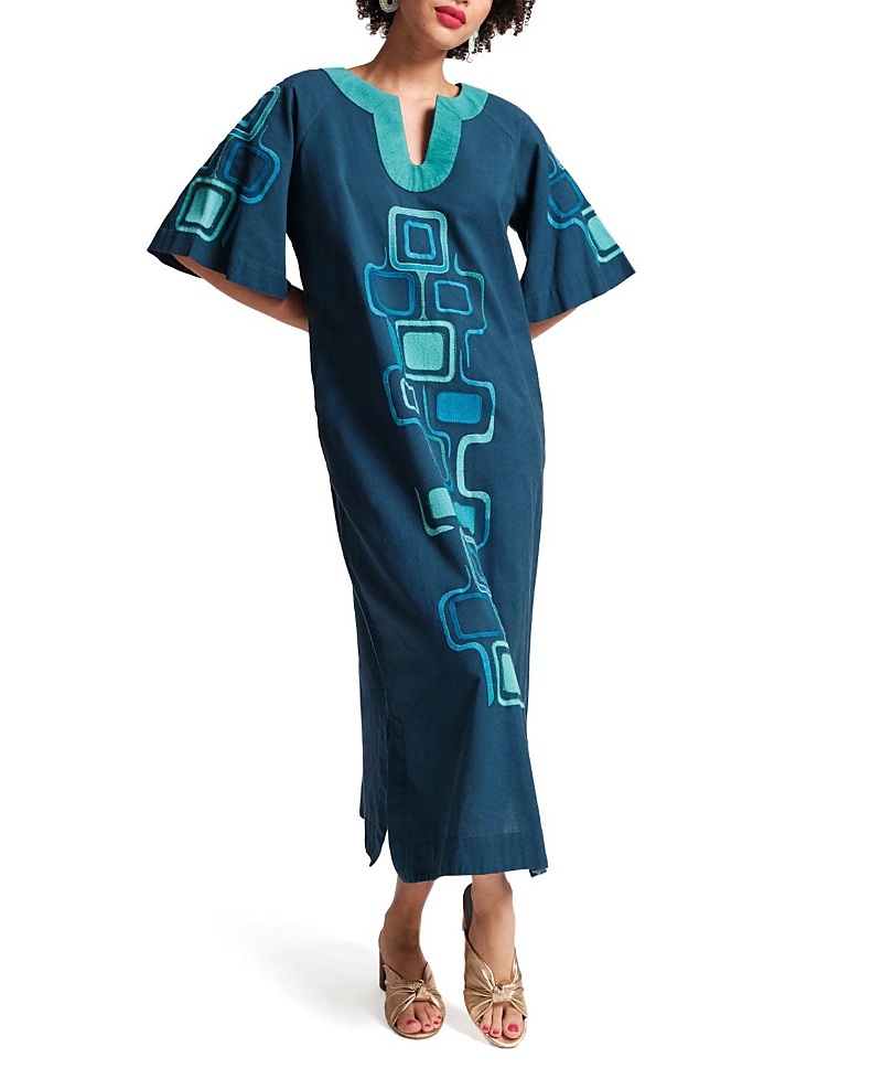 Shop Frances Valentine Charming Caftan Maxi In Blue/multi