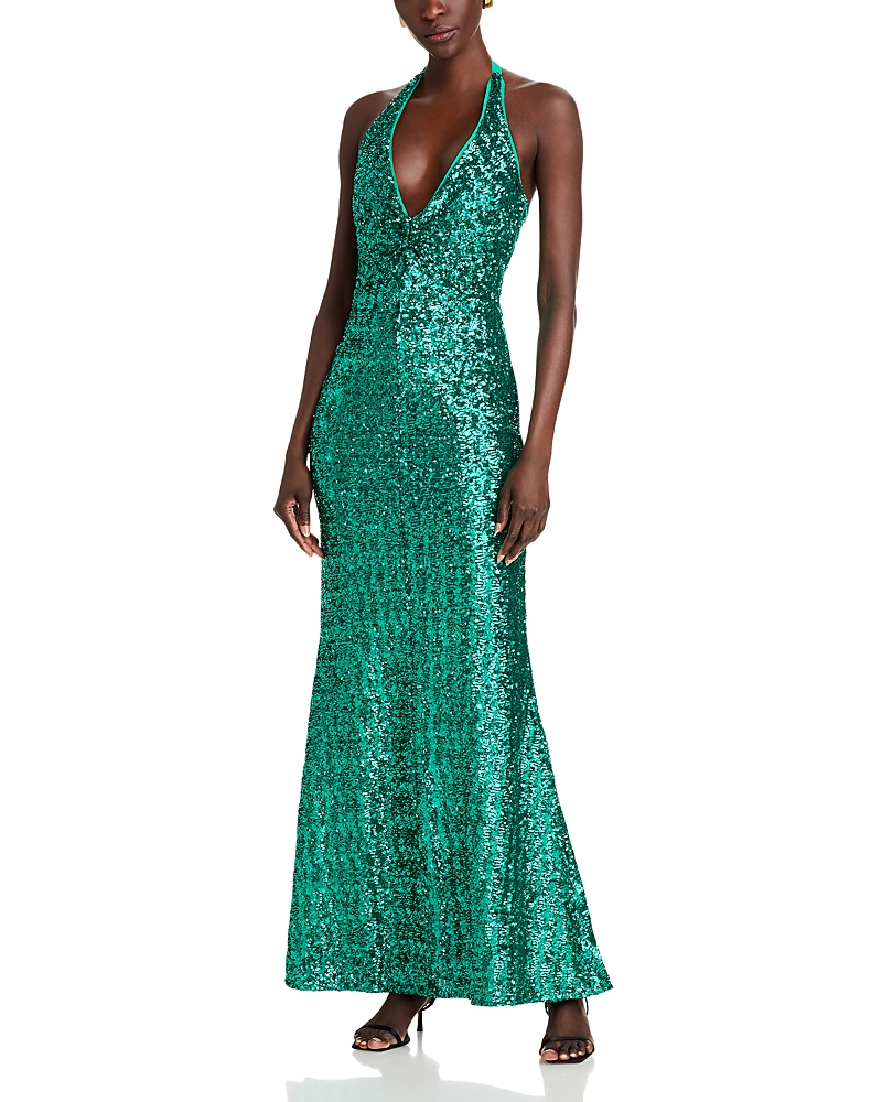 Chiara Boni La Petite Robe Ryushi Sequined Halter Gown