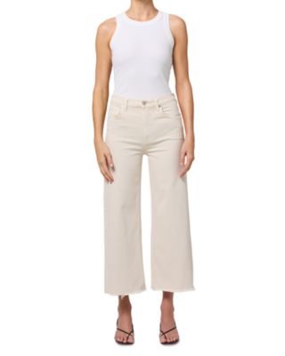Lyra High Rise Crop Wide Leg Jeans in Almondette
