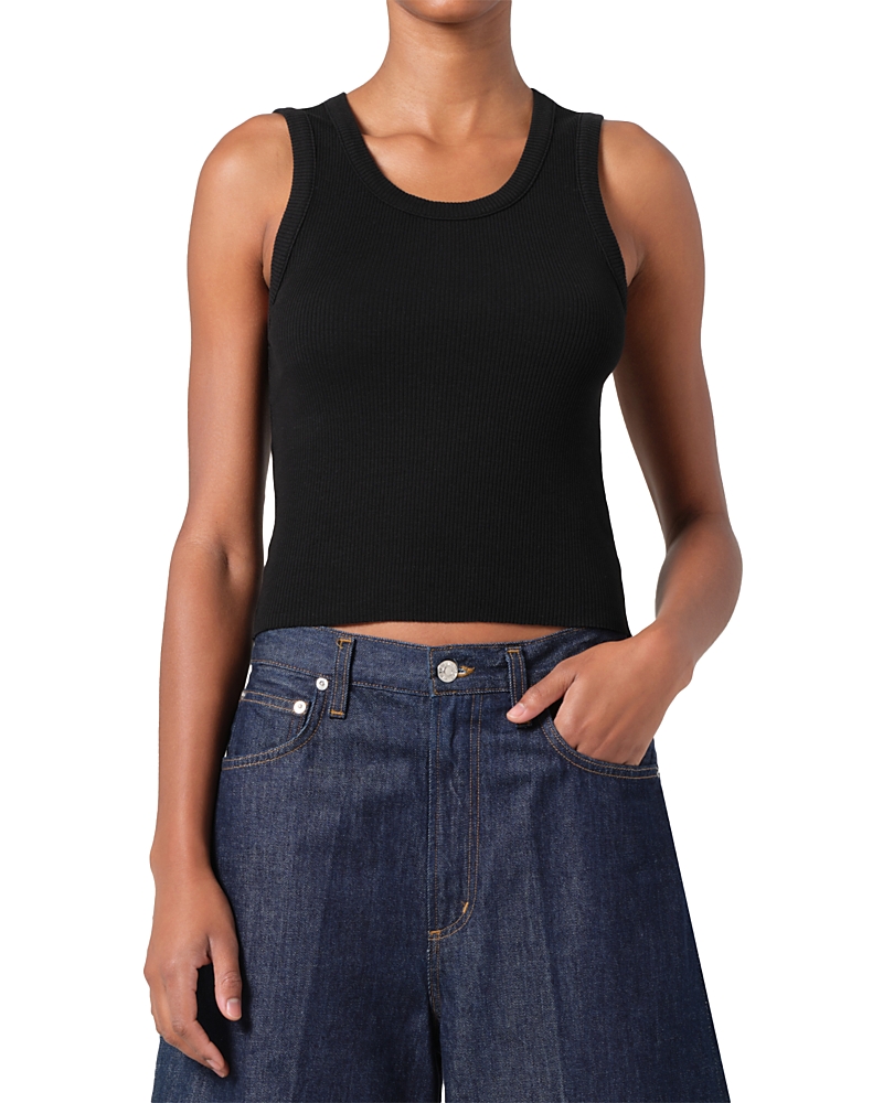 Agolde Binx Ribbed Stretch-lyocell And Organic Cotton-blend Tank In Black