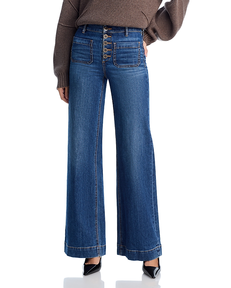 Ramy Brook Cindy High-rise Wide Leg Flare Jean In Medium Wash