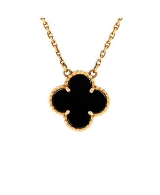 Pre-Owned Van Cleef & Arpels Vintage Alhambra Pendant Necklace 18K Gold and Onyx