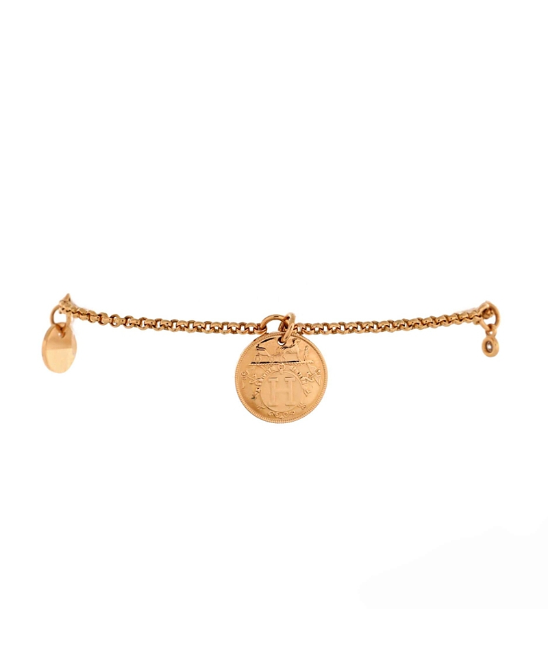 PRE-OWNED HERMES PRE-OWNED HERMES SMALL EX-LIBRIS BRACELET 18K ROSE GOLD WITH DIAMOND