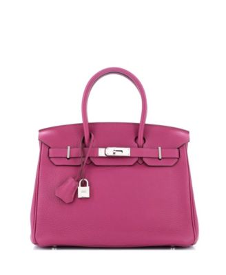 Pre-Owned HERMES Birkin 30 Handbag Pink Clemence with Palladium Hardware