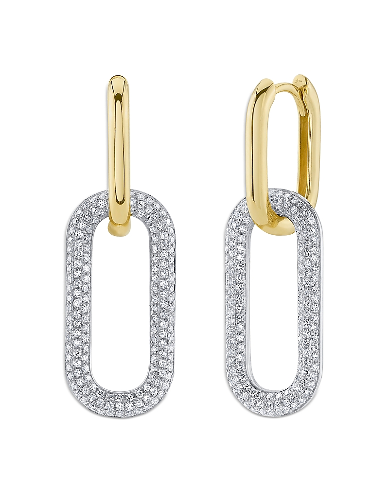 Shy Creation 14k Gold Kate Diamond Pave Link Earrings, 0.71 Ct. T. W. In Gold