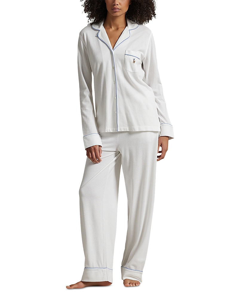 Polo Ralph Lauren Striped Seersucker Long-sleeve Pj Set In White Cloud In White Cloud