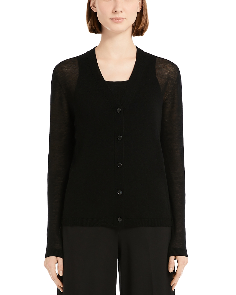 Max Mara Pure Derrick Wool Cardigan In Black