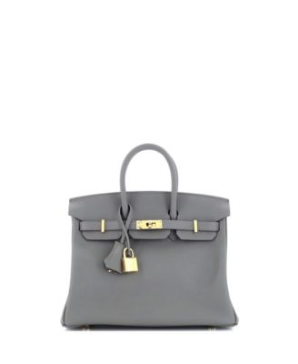 Pre-Owned HERMÈS - Pre-Owned Hermes Birkin 25 Handbag Grey Swift with Gold Hardware
