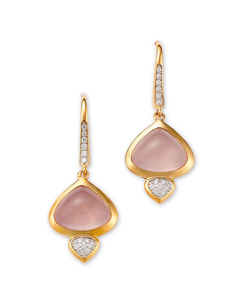 Marina B 18k Yellow Gold Trisolina Quartz And Diamond Earrings In Pink/gold