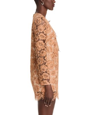 Lace Embellished Bow Mini Dress