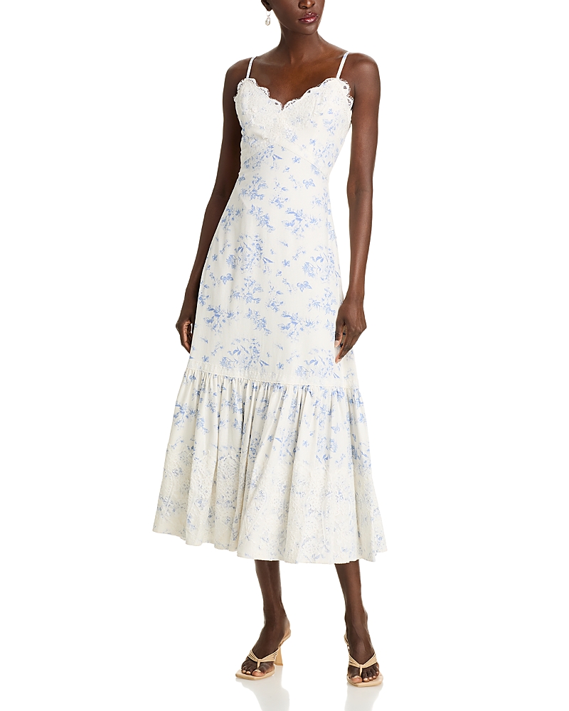 AQUA LACE TRIM MIDI DRESS - EXCLUSIVE