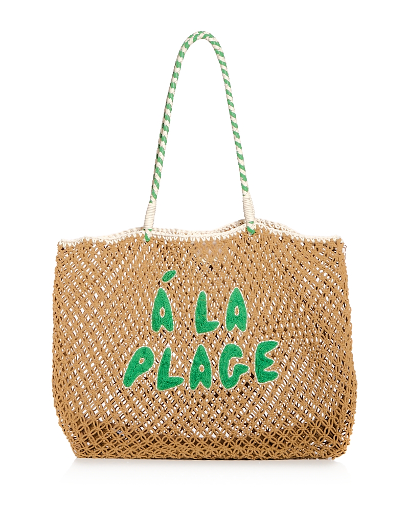 Clare V L'ete Crotchet Tote In Tan/green