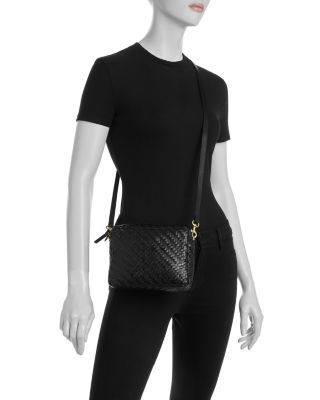 Midi Sac Woven Leather Shoulder Bag 