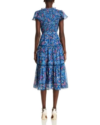 Metallic Floral Midi Dress - Exclusive